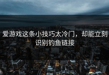 爱游戏这条小技巧太冷门，却能立刻识别钓鱼链接