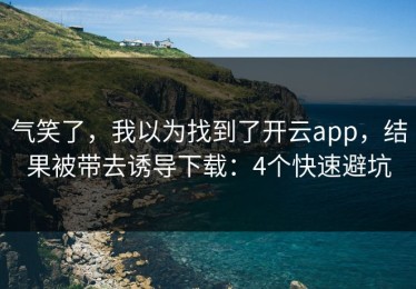 气笑了，我以为找到了开云app，结果被带去诱导下载：4个快速避坑