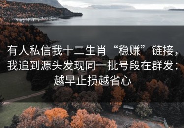 有人私信我十二生肖“稳赚”链接，我追到源头发现同一批号段在群发：越早止损越省心