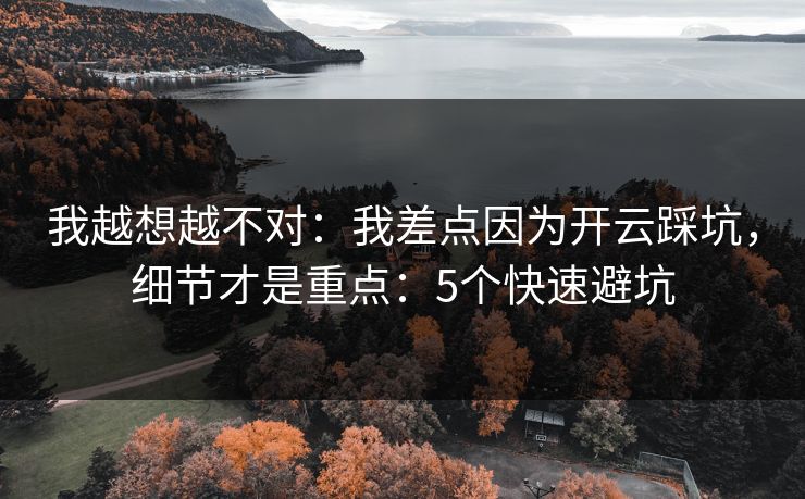 我越想越不对：我差点因为开云踩坑，细节才是重点：5个快速避坑