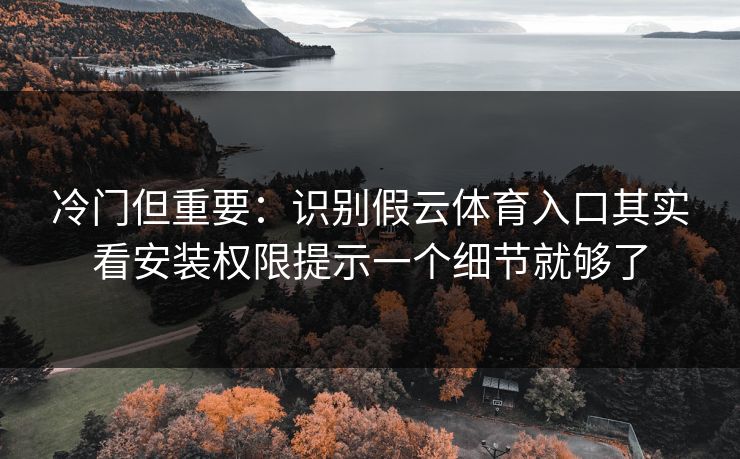 冷门但重要：识别假云体育入口其实看安装权限提示一个细节就够了