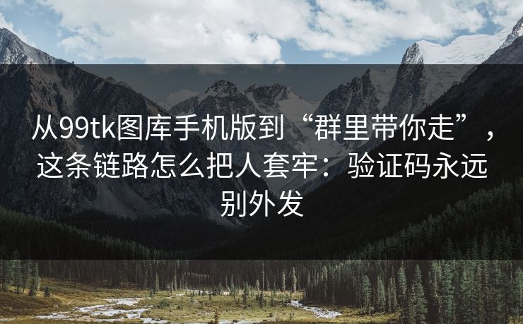 从99tk图库手机版到“群里带你走”，这条链路怎么把人套牢：验证码永远别外发